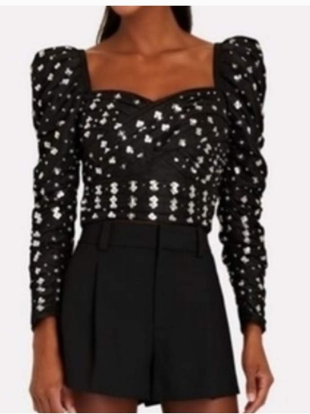 NWOT Self Portrait cluster sequin Embellished taffeta top Women’s 8